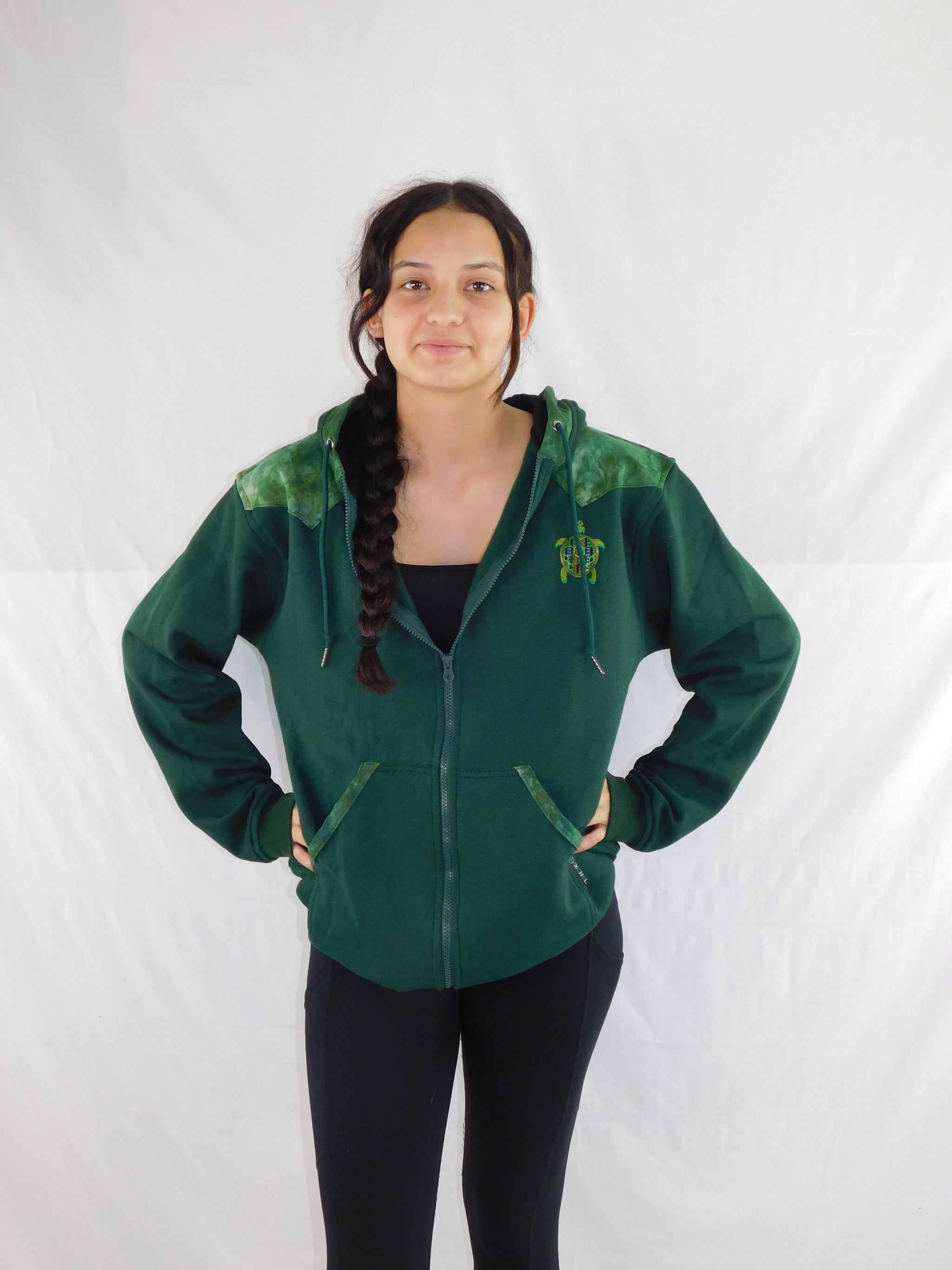 Hooded Terrapin Fleece Jacket Tie-Dyed and Embroidered