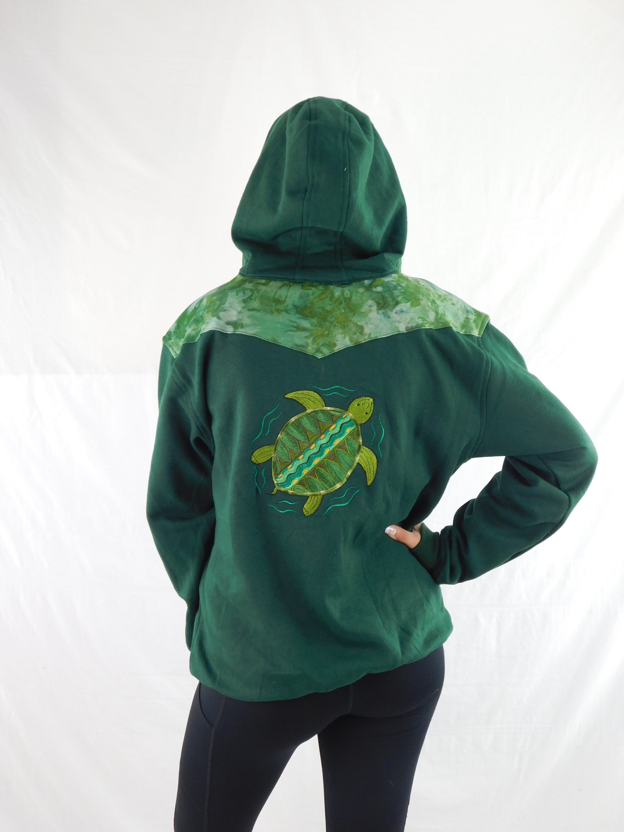 Hooded Terrapin Fleece Jacket Tie-Dyed and Embroidered