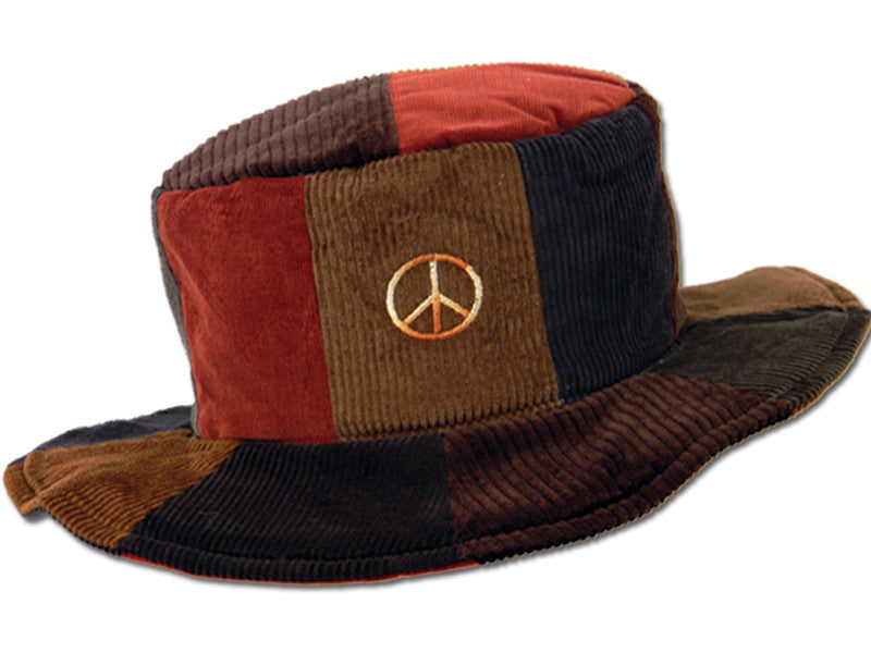 Patchwork Floppy Hat w Peace Embroidery