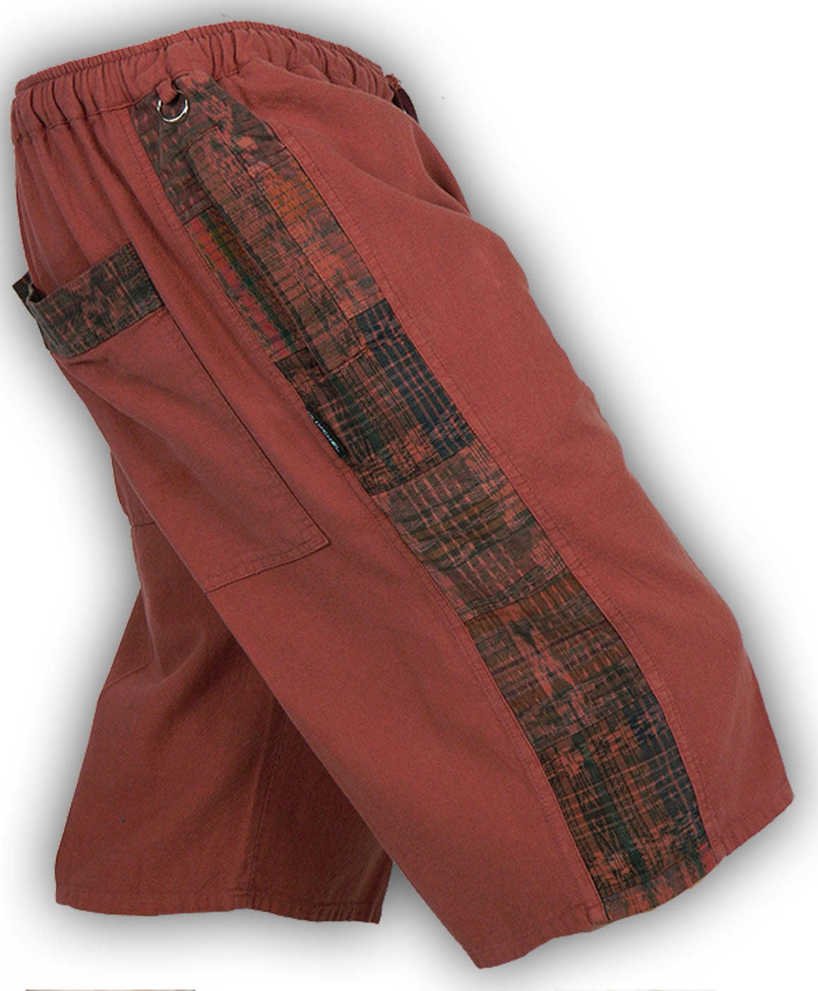 Garment Dyed Patchwork Shorts with Hand Woven Accents