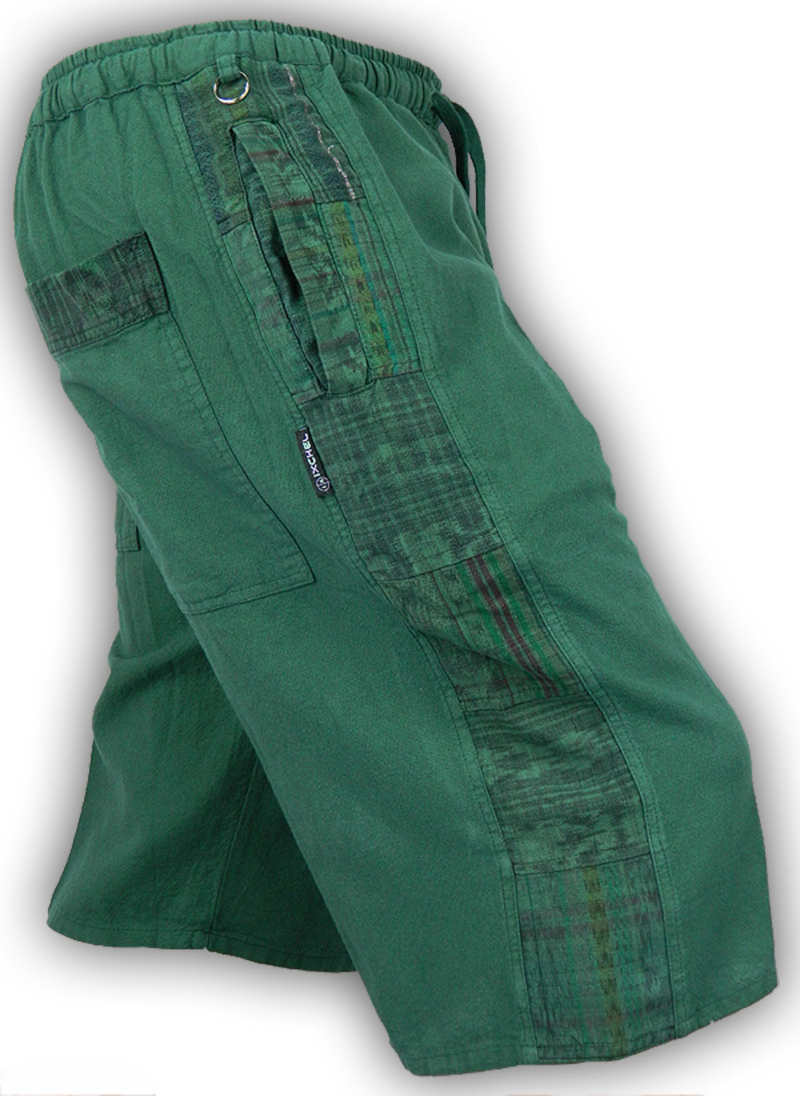 Garment Dyed Patchwork Shorts with Hand Woven Accents