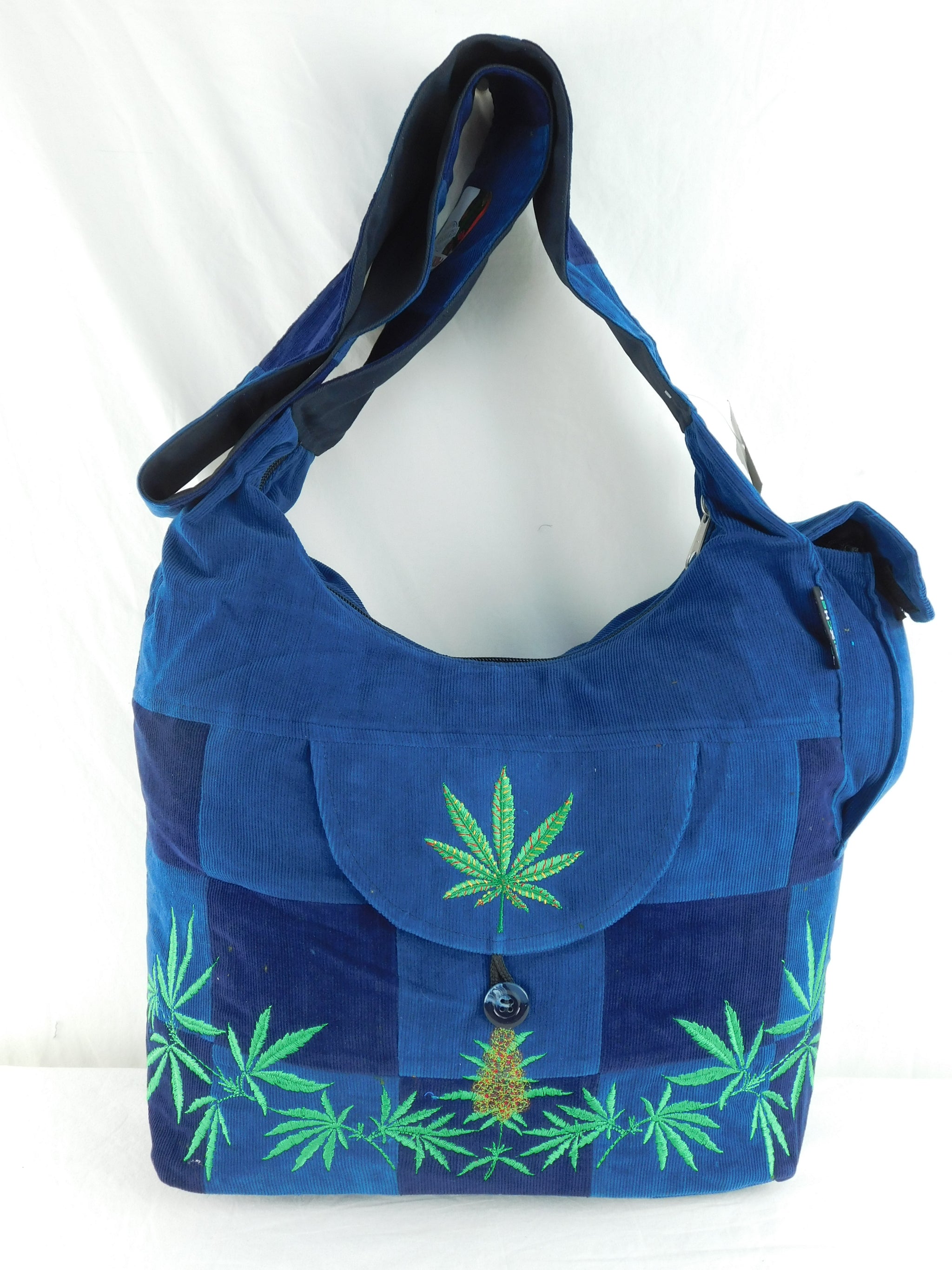 Patchwork Saddle Bag with Ganja leaf Embroidery