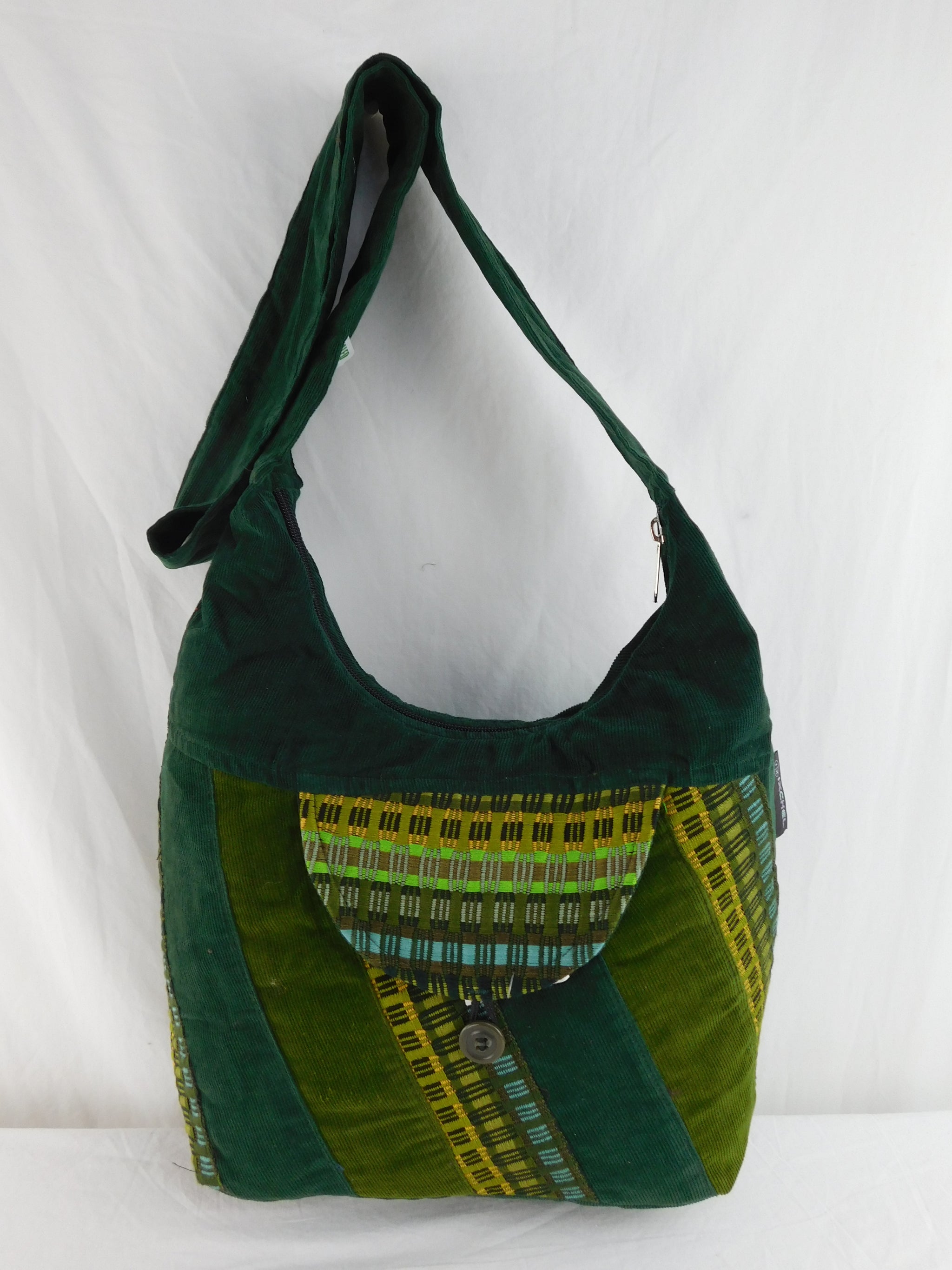 Mini Saddle bag in basket weave cotton and native brocade