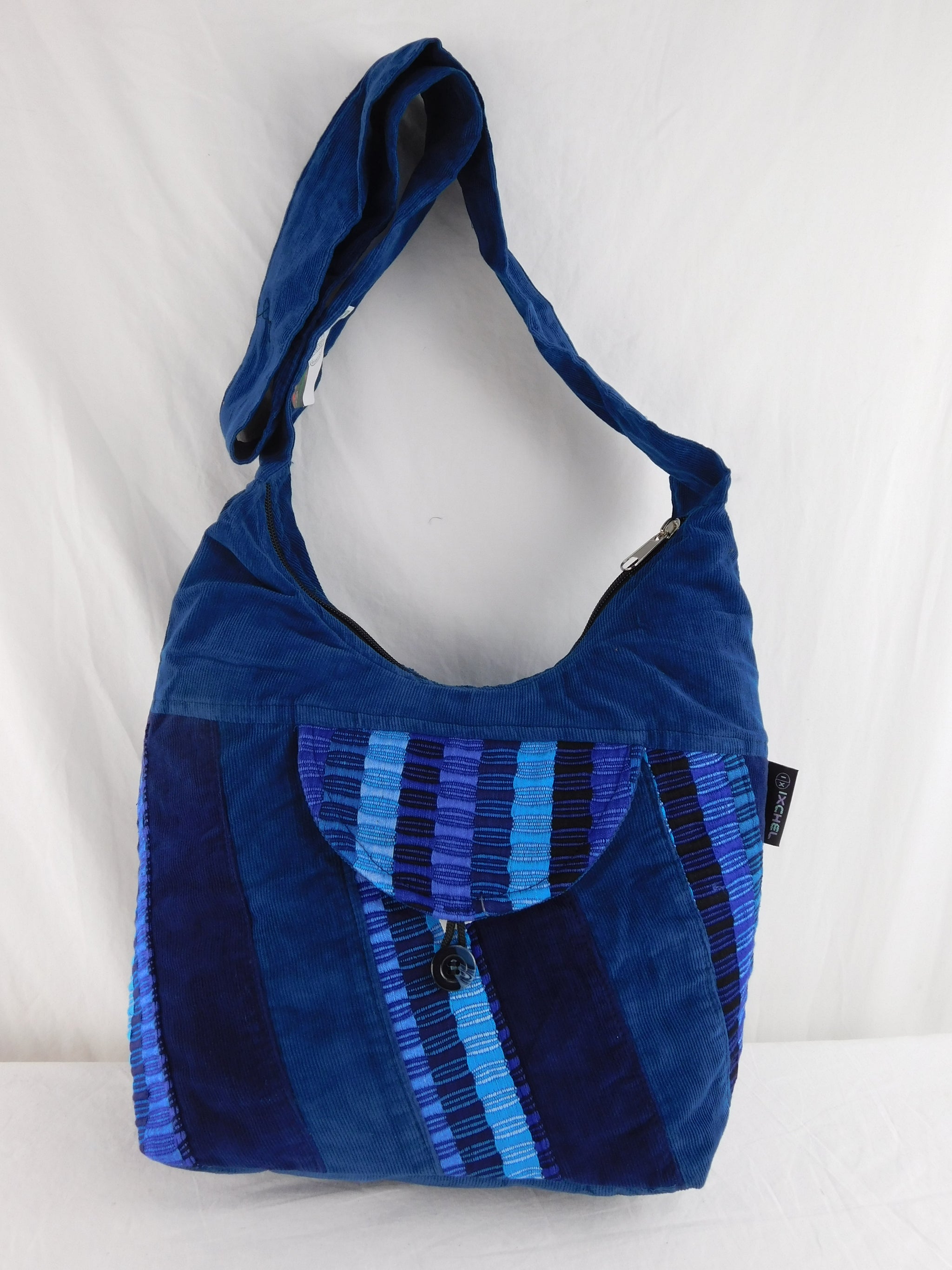 Mini Saddle bag in basket weave cotton and native brocade