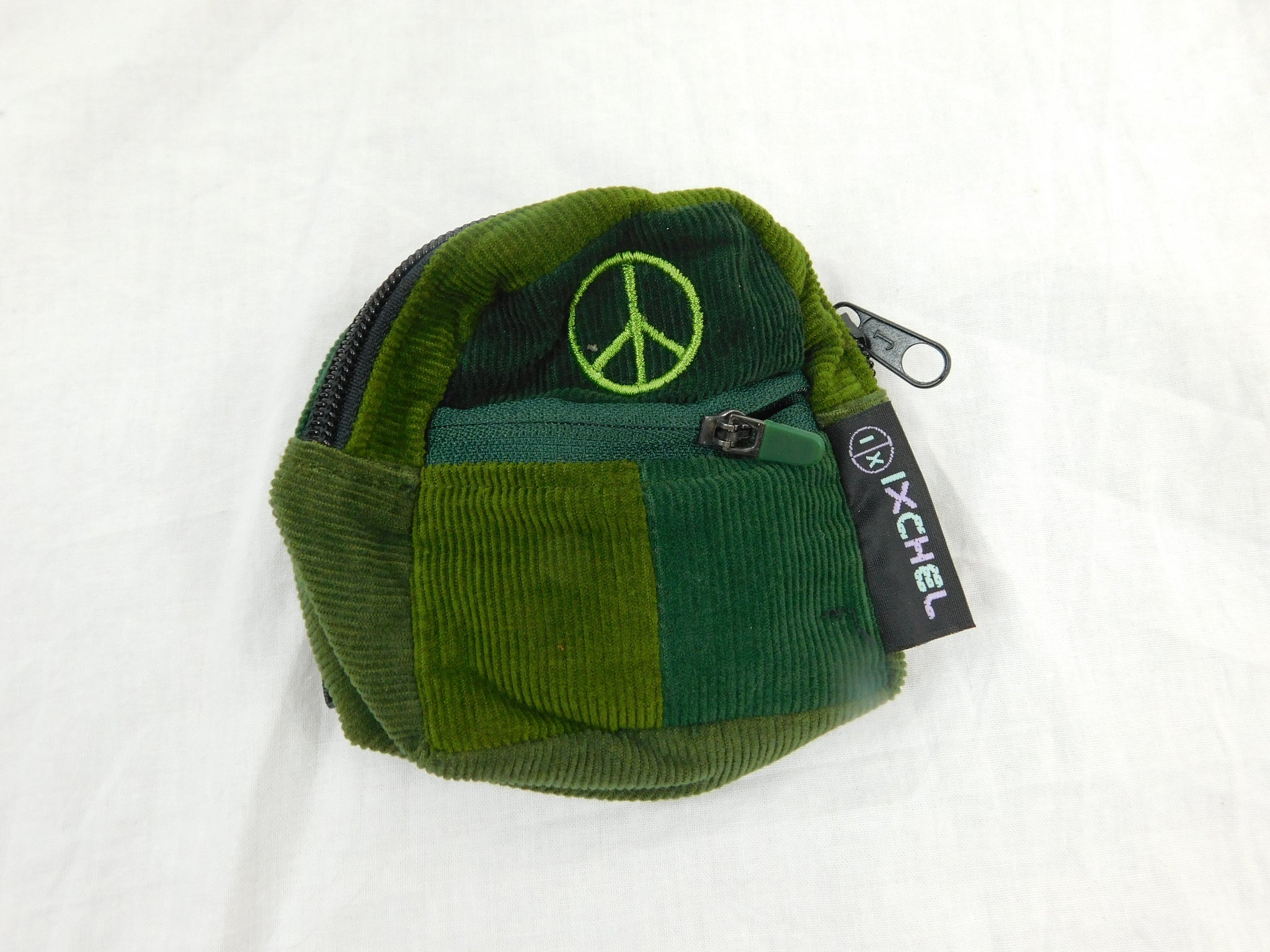patctchwork corduroy micro Backpack with peace sign Embroidery