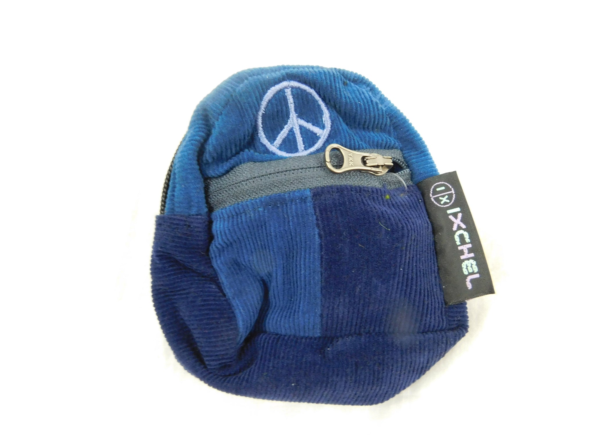 patctchwork corduroy micro Backpack with peace sign Embroidery