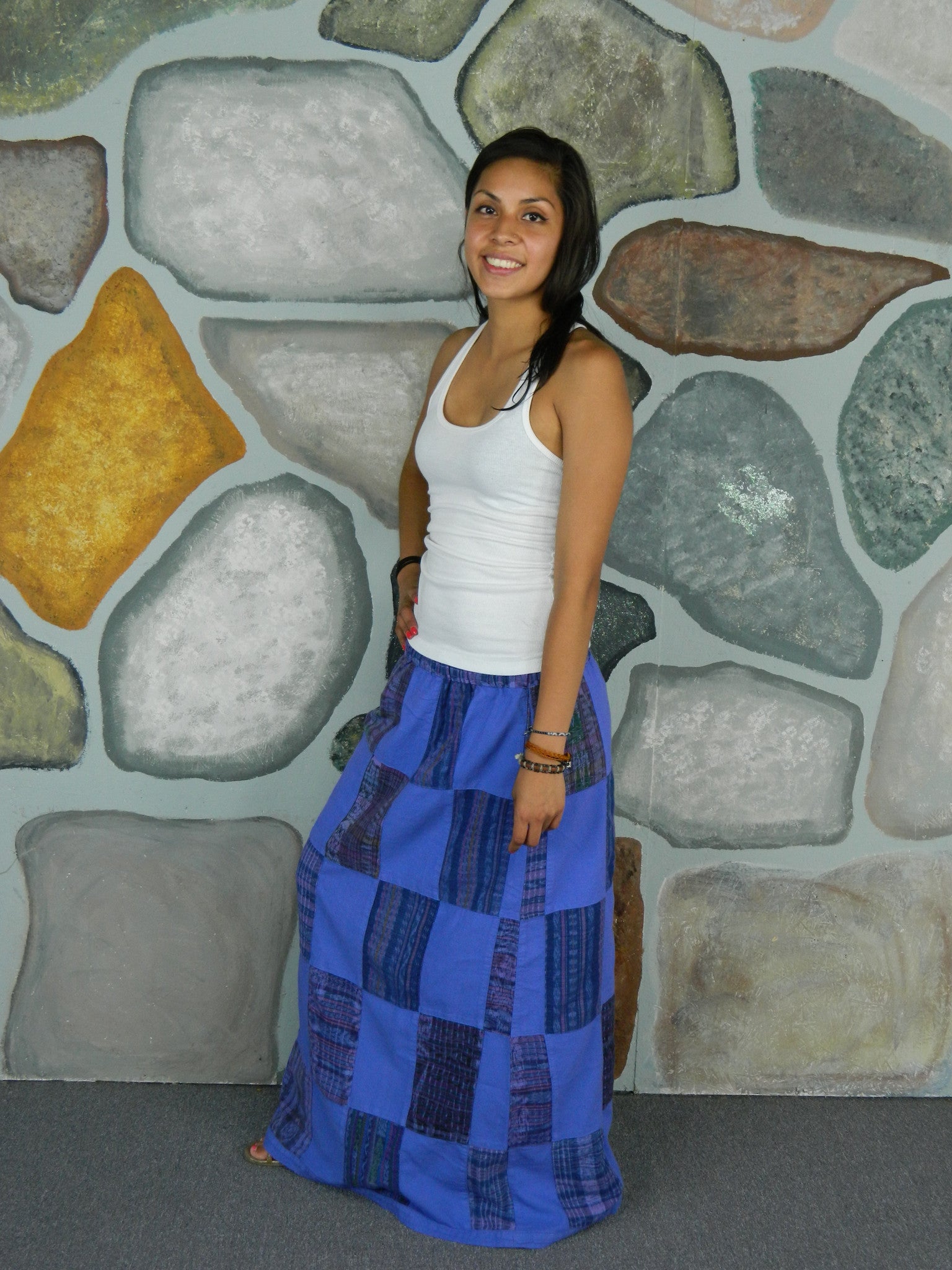 Garment-Dyed Patchwork Skirt