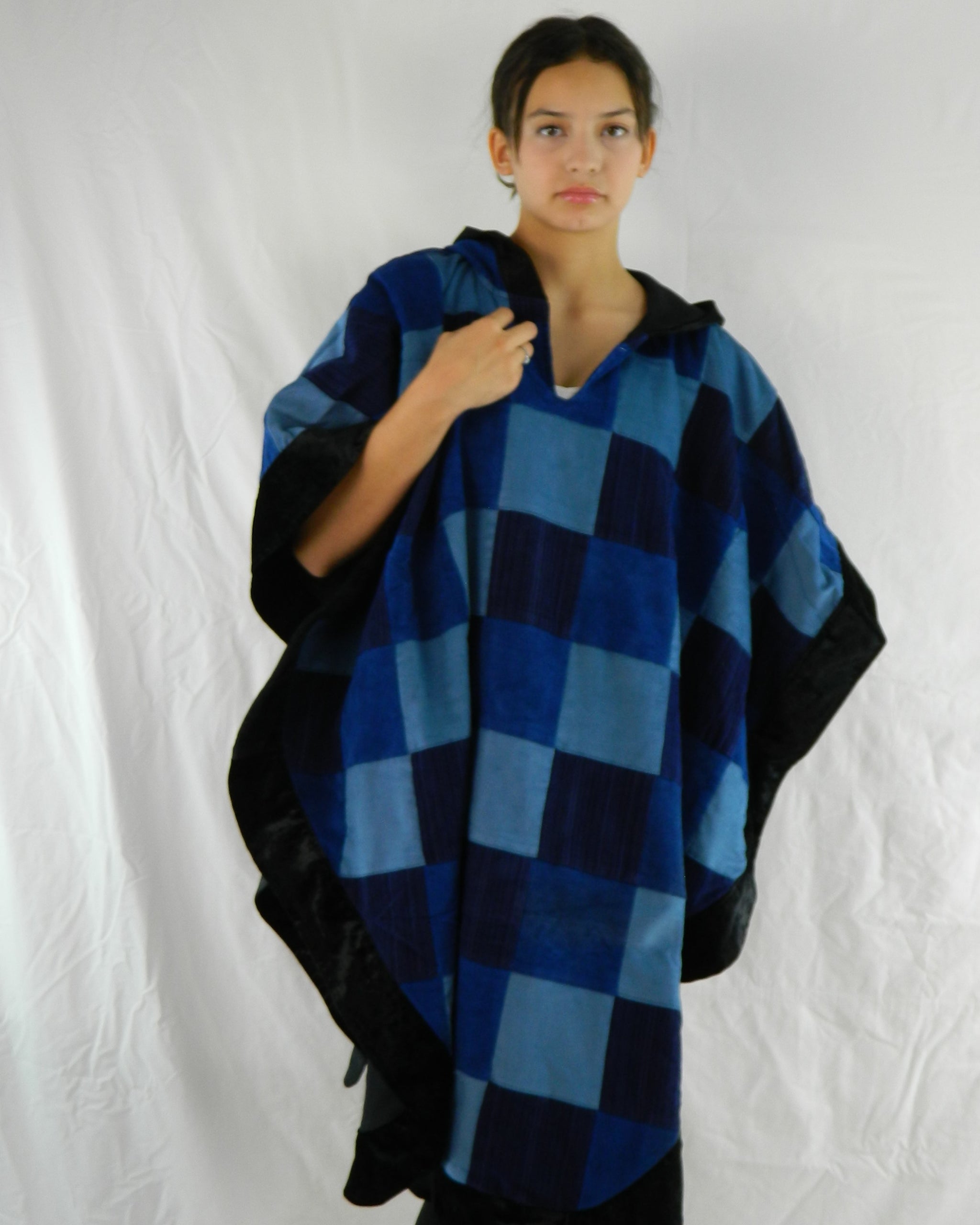 Hooded Patchwork Poncho