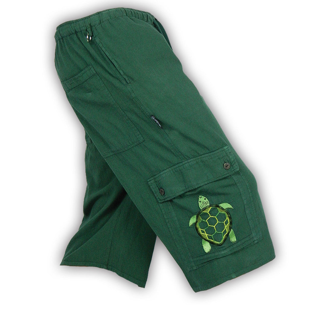 Garment Dyed Cargo Shorts with Terrapin Embroidery Forest Green