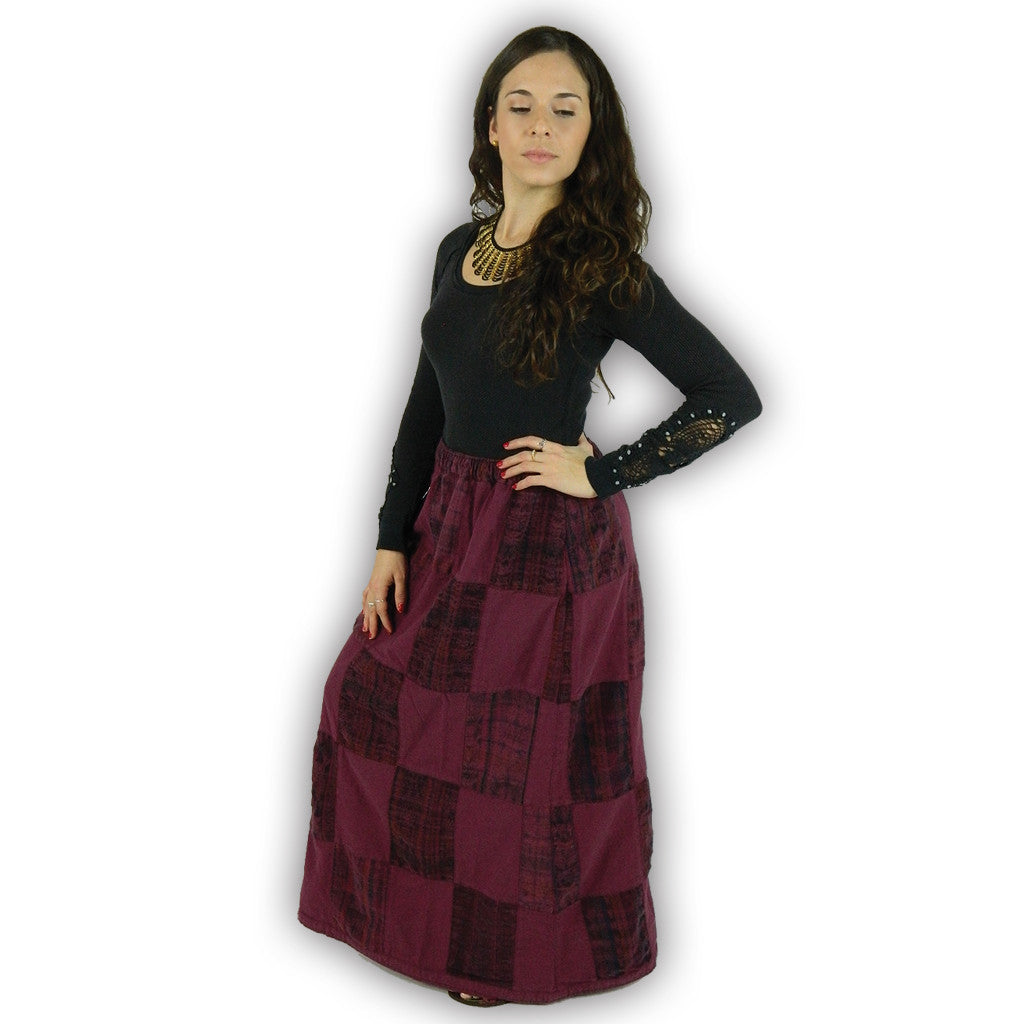Garment-Dyed Patchwork Skirt 