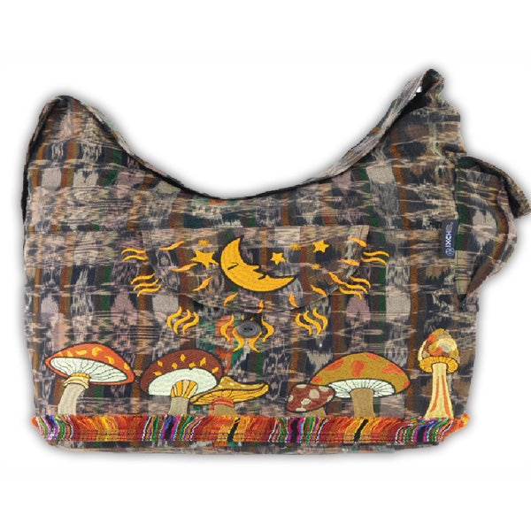 Hand Woven Saddle bag with Mushroom Embroidery