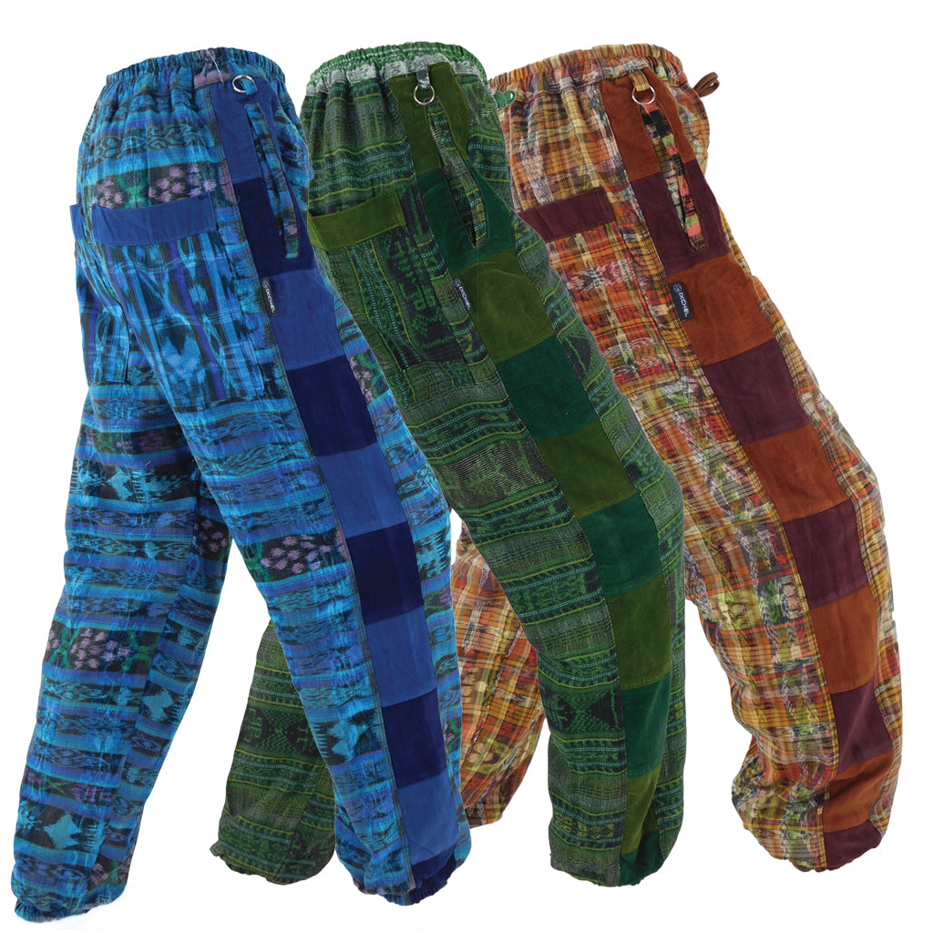 Hand Woven Patchwork Snowboard Pants with Fleece Lining