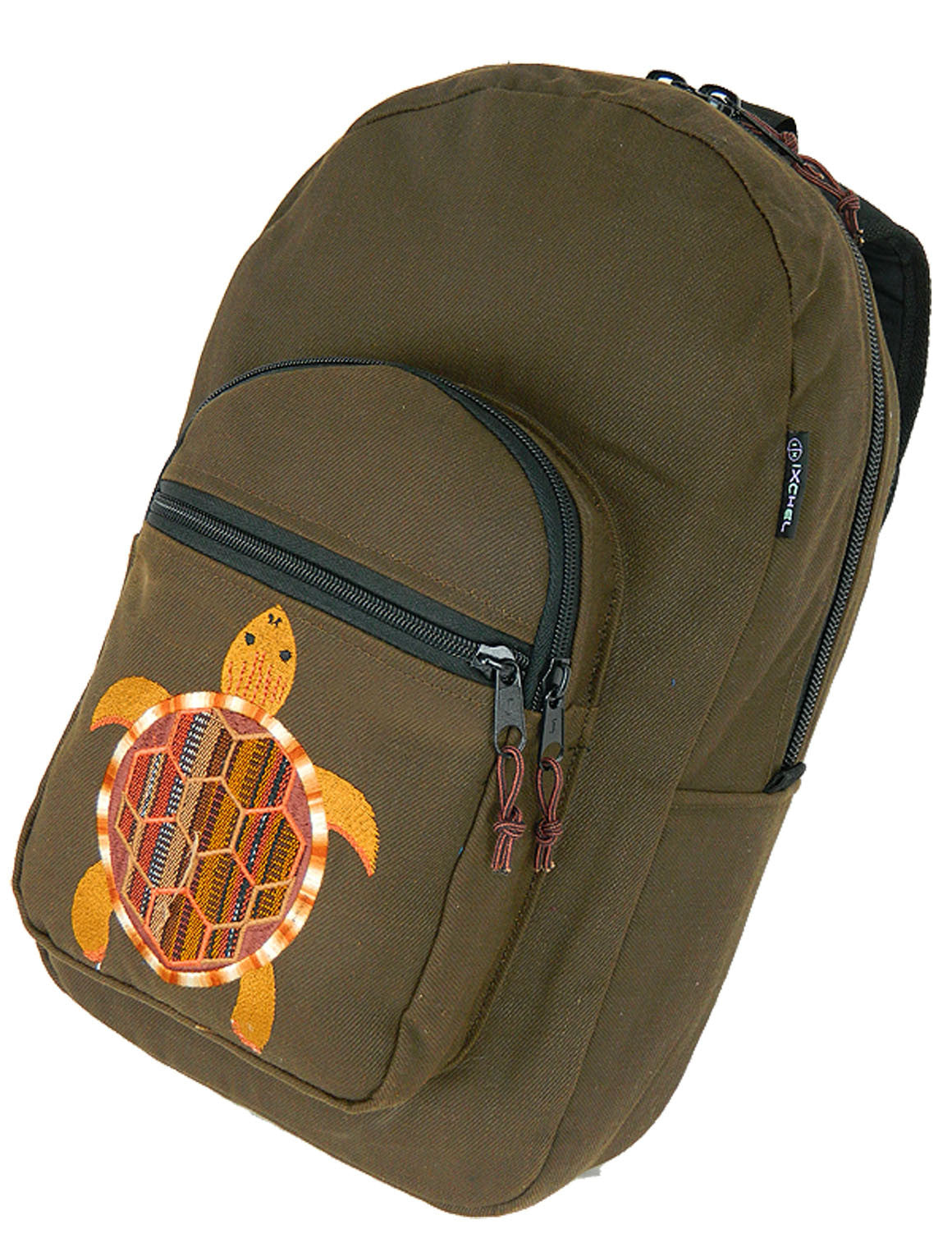 Denim Backpack with Ikat Terrapin Embroidery (Medium)
