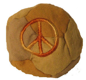 Hemp hackysack with peace sign embroidery